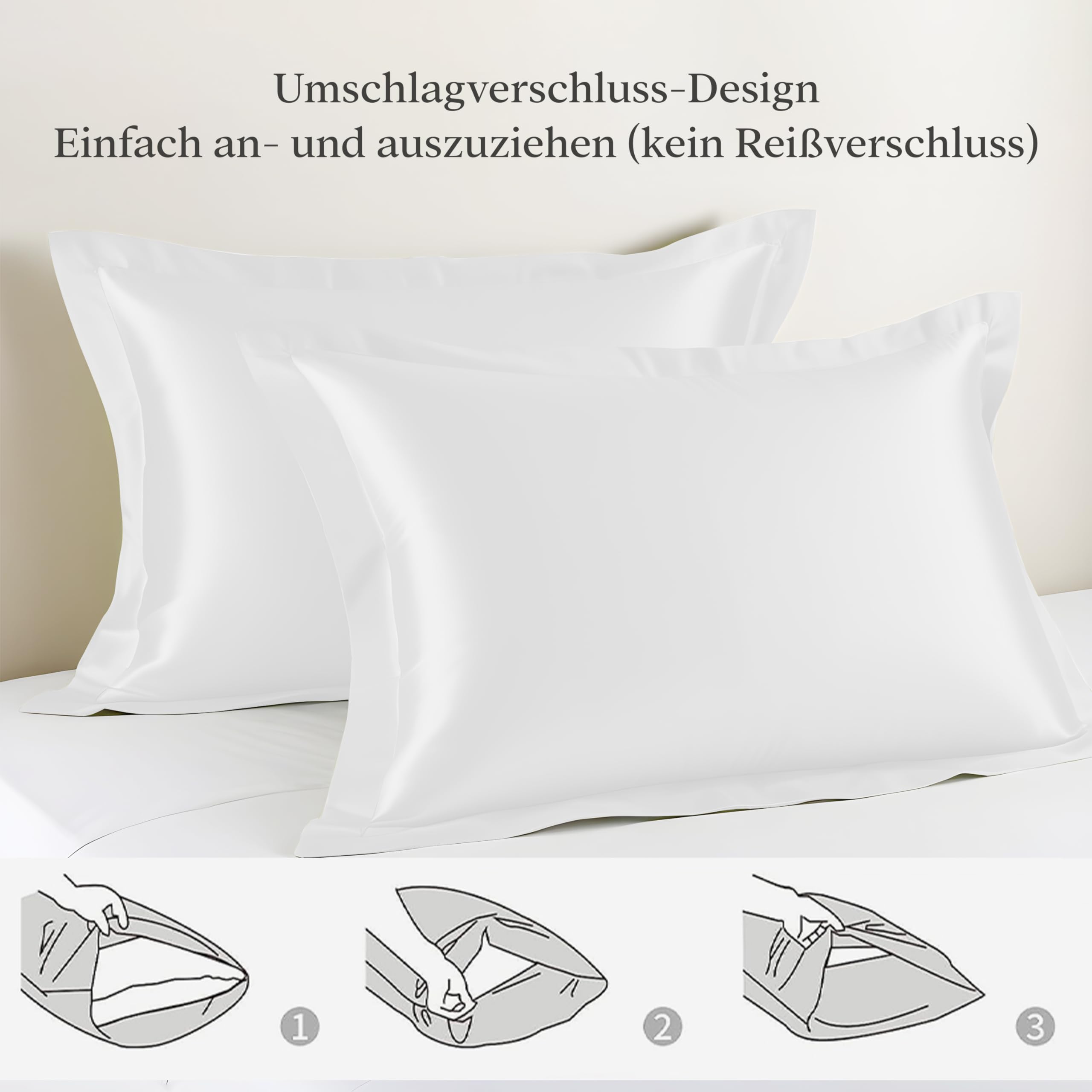 LINENWALAS Bambus-Bettwäsche-Set, Premium-Bettbezug-Set aus Bambusseide mit Kissenbezug, 2-teiliges Bettwäscheset, 155 x 220 cm, luxuriöser, weicher, kühlender Steppdeckenbezug (weiß)