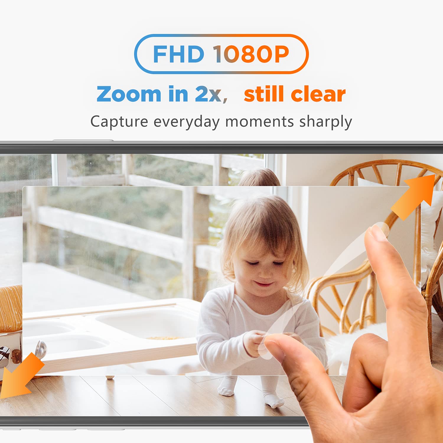 Inteligentny monitor dla niemowląt z aplikacją mobilną, 1080p FHD, Arenti IN1 Video Baby Monitor, wykrywanie dźwięku i ruchu, 2-drożne audio, Night Vision, kamera dla psów wewnętrznych, współpracuje z