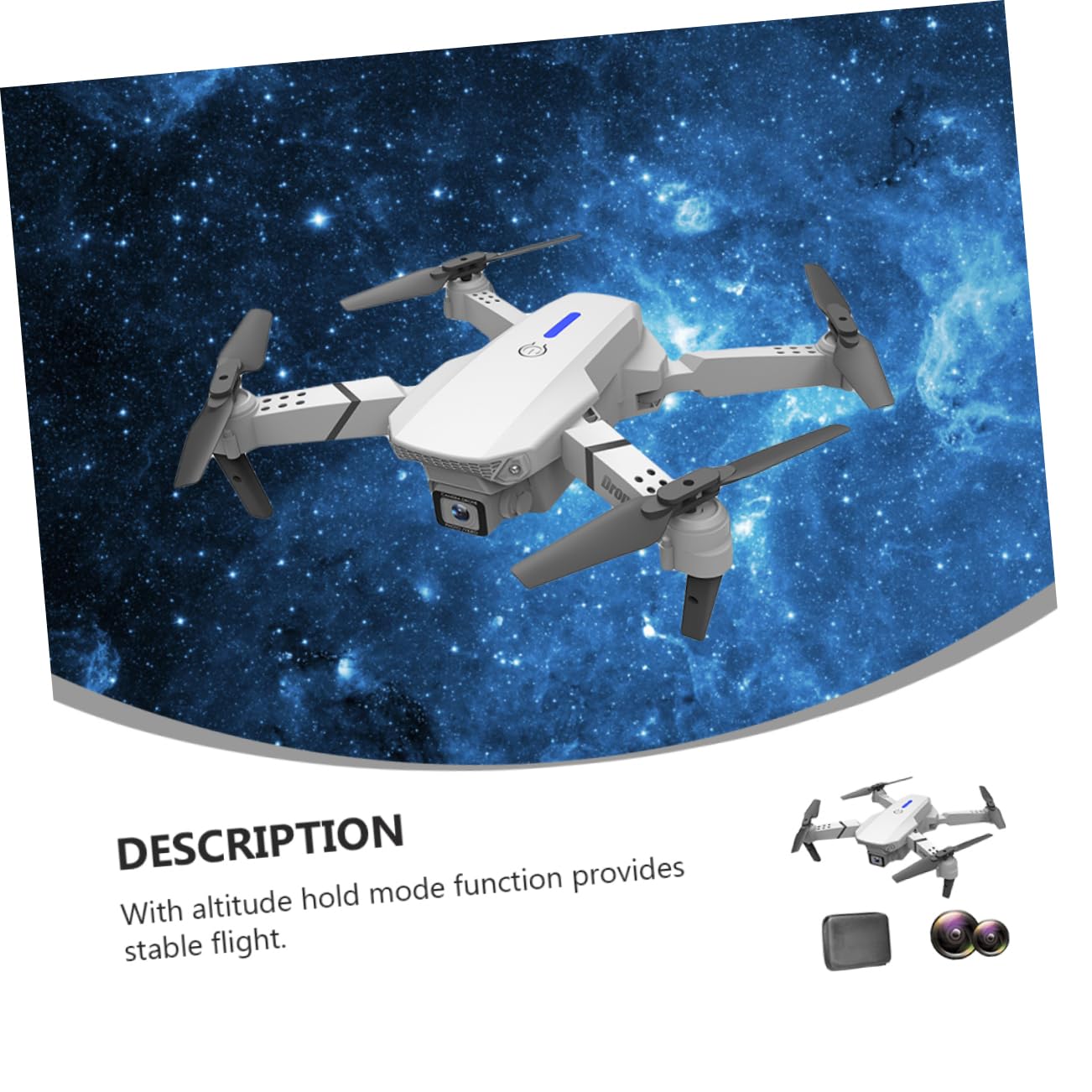 Abaodam Drone Pieghevole E525 Doppia Telecamera 4k, Quadricottero Leggero in Plastica, Video e Foto ad Alta Definizione per Riprese Aeree, Mini 4 Pro Drone