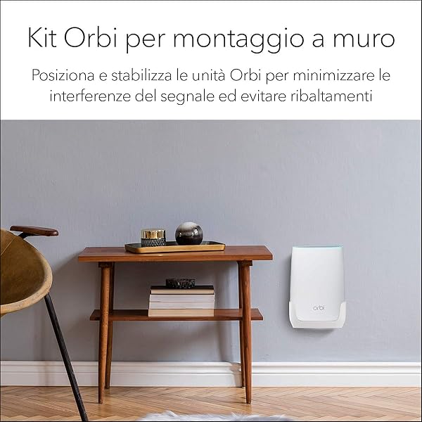 Netgear Orbi RBKWM Wall Mount Compatibile con router WiFi Orbi Satellite RBK50 RBK752 RBK852 RBK853 e altro 1 confezione