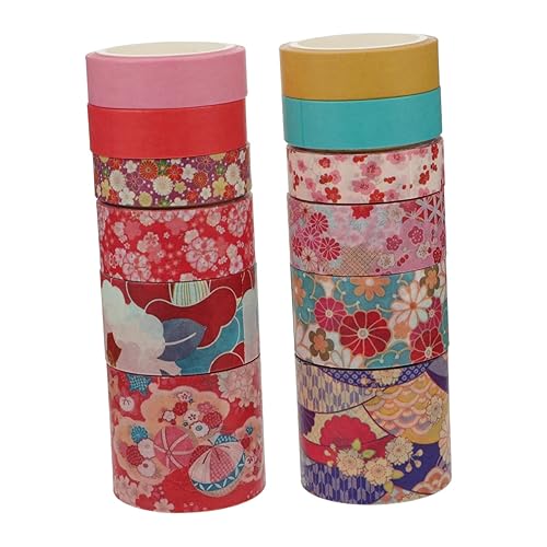 VILLCASE Juego de 12 rollos de cinta adhesiva de flores para niños, juegos de libros para niños, decoración vintage, cinta decorativa Washi, juego