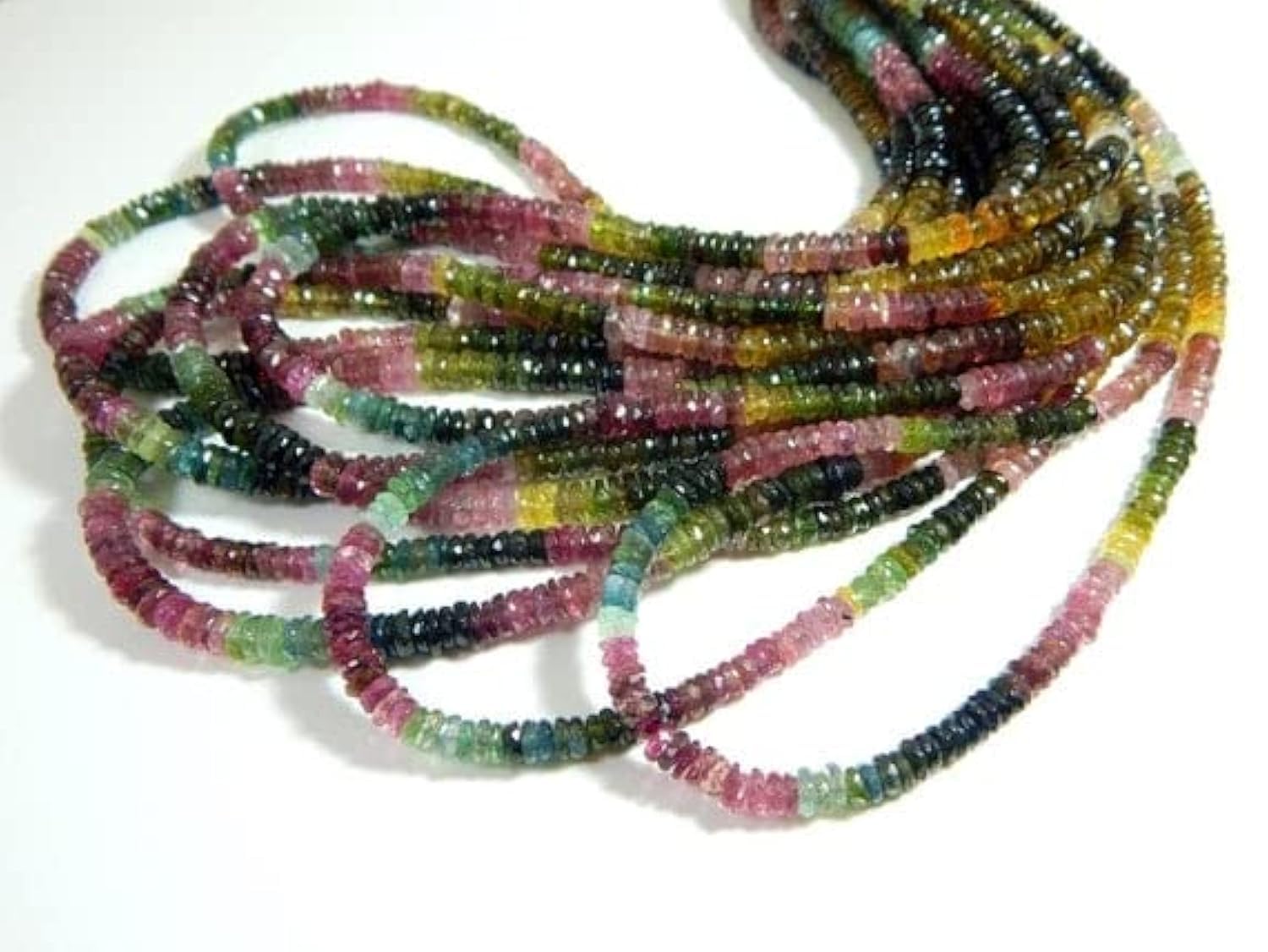 Perles tourmaline naturelle de forme heishi et taille facettée haut de gamme