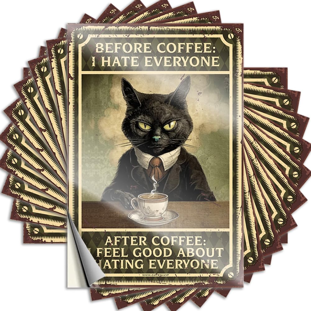 Before Coffee I Hate Everyone Bumper Aesthetic - Home Entrance Decor Quote Self Adhesive Sticker(12X18CM)
