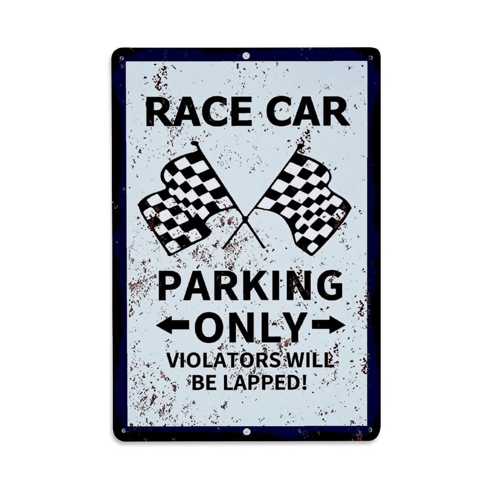 Jdfenggu Vintage Race Car Parking Only Violators Will Be Lapped Retro Metal Tin Sign, Decor Art Poster For Bar, Home, Man Cave, Kitchen, Laundry Room Gift 8X12inch