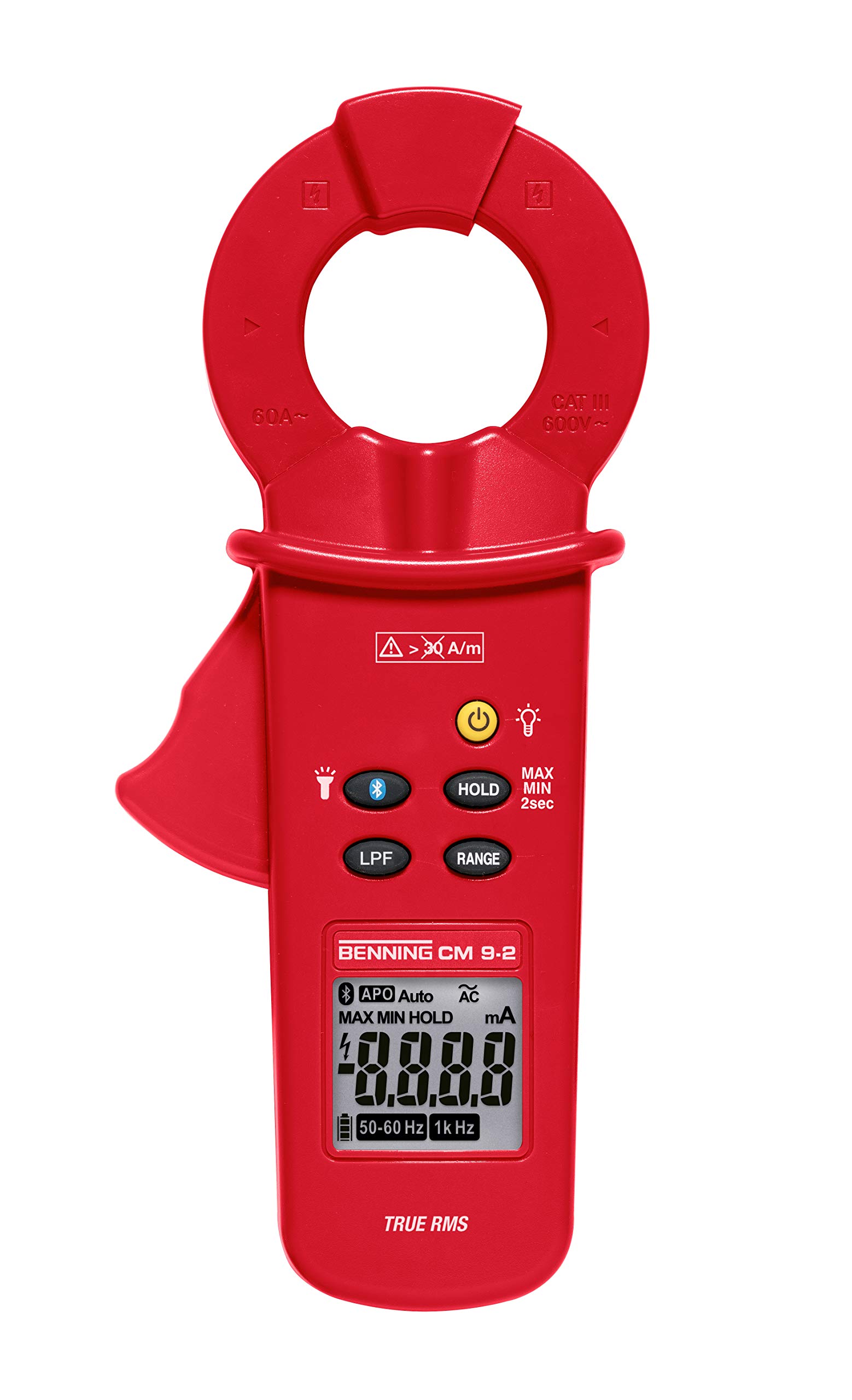 Benning CM 9-2, TRUE RMS 044685 - Pinza a dispersione con risoluzione 1 µA AC nel campo di misurazione di 6 mA e funzione Bluetooth® e app