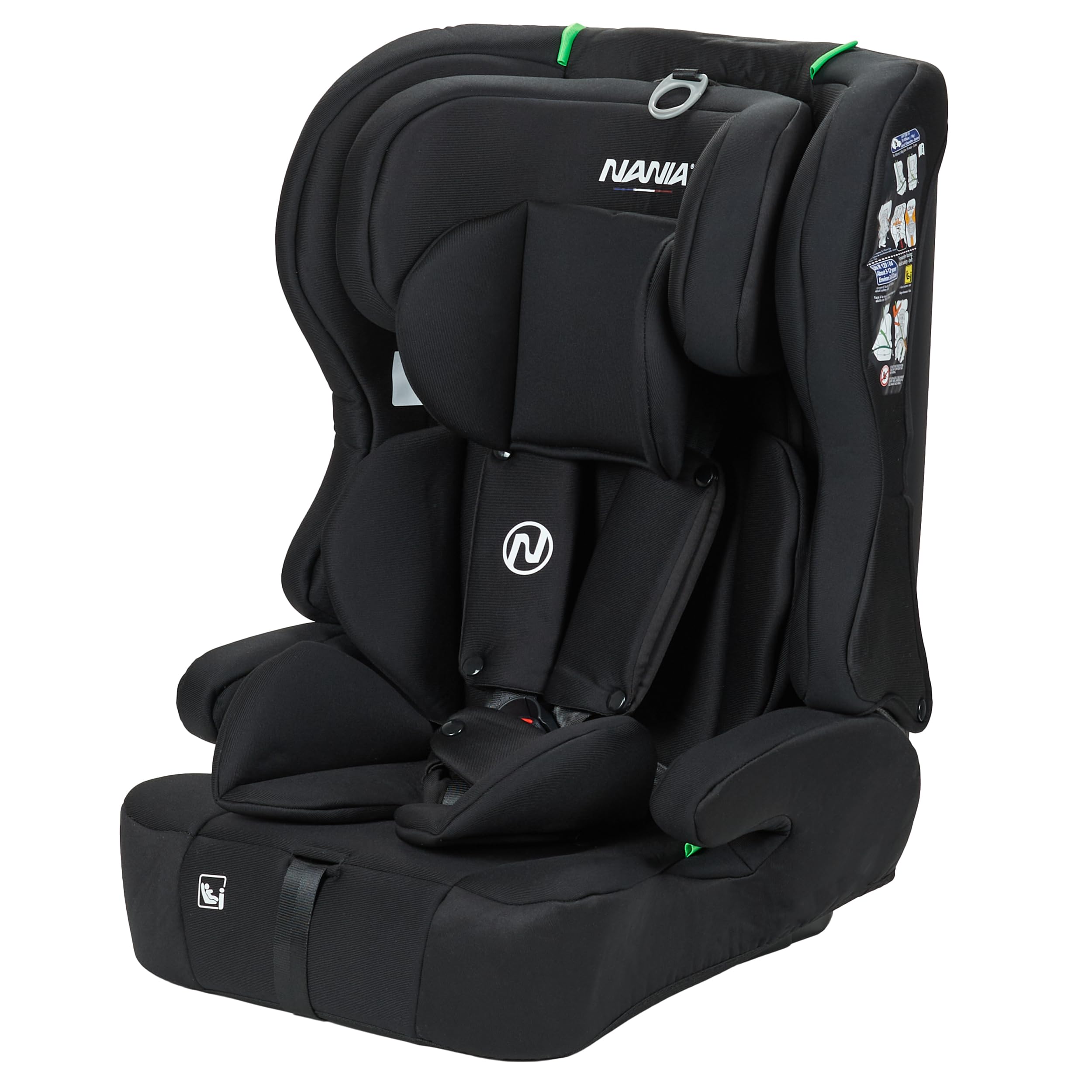 Nania Seggiolino Auto per bambini Rio I-size 76-150 cm - Gruppo 1/2/3 da 9 a 36 kg, 15 mesi a 12 anni, poggiatesta regolabile, imbracatura di sicurezza,fodera rimovibile - fissaggio a cintura