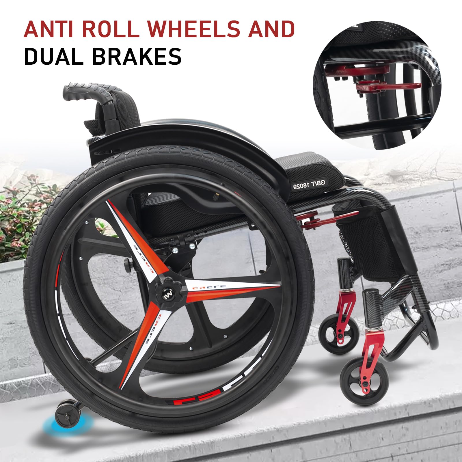 Silla de ruedas ligera para adultos, silla de ruedas de aleación de aluminio,Silla De Ruedas Deportiva, sillas De Ruedas Manuales Autopropulsadas,Liberación rápida, Freno manual(Seat width 43cm/16.9in