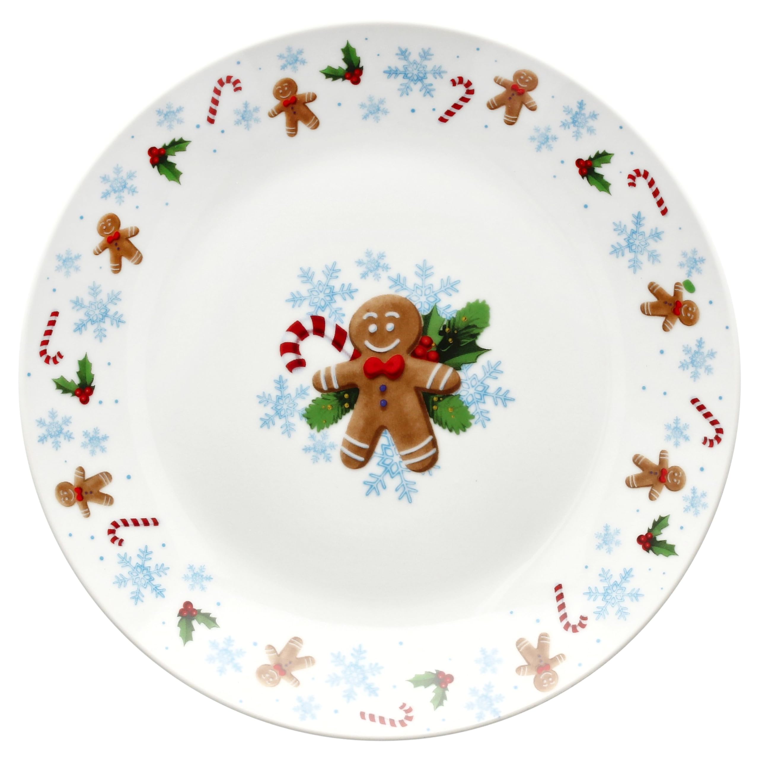 MamboCat Candyman 18-tlg. Frühstücksset | Je 6x kleine Frühstücksteller, Becher & Müslischalen für 6 Personen mit eisblauem Weihnachtsdekor für Weihnachten, Advent & Nikolaus