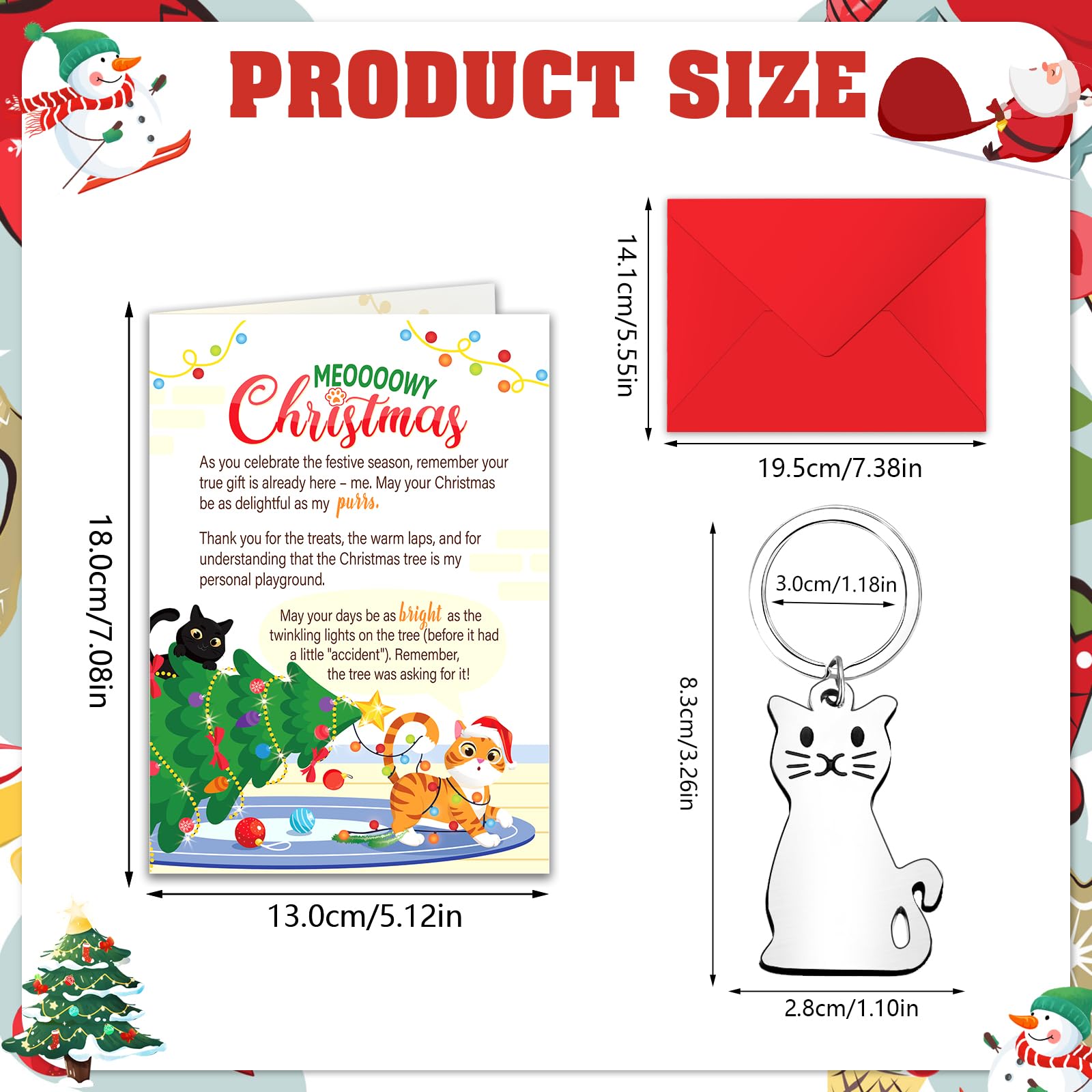 DPKOW Cat Christmas Card Keyring Gifts, Funny Christmas Card from The Cat - Image 2