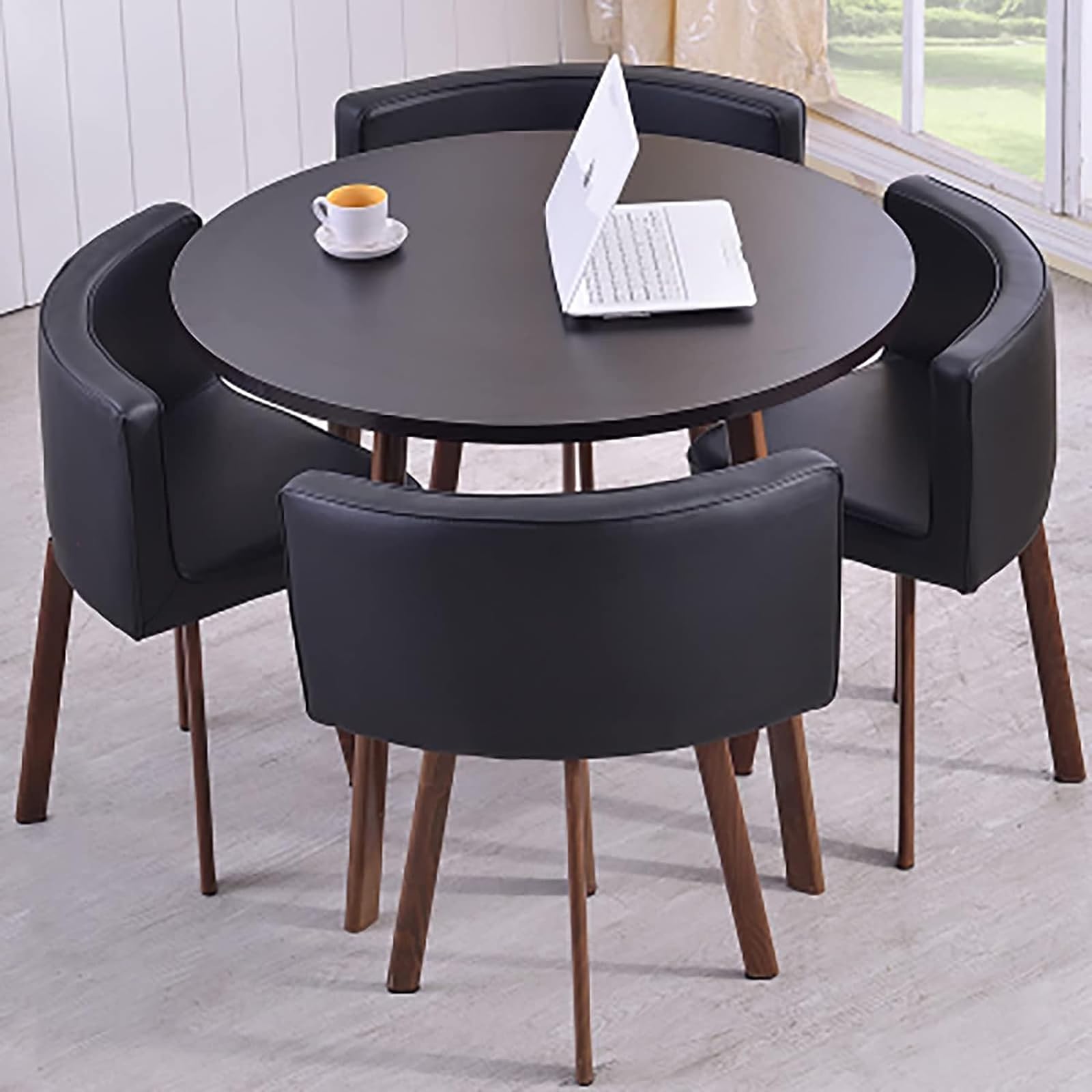 ASerZenith Modern Round Dining Table Set With Chairs Space Saving Design Ideal For Dining Room Living Room Reception Room Conference Table Lounge Stylish And Functional Furniture For Any Space,60
