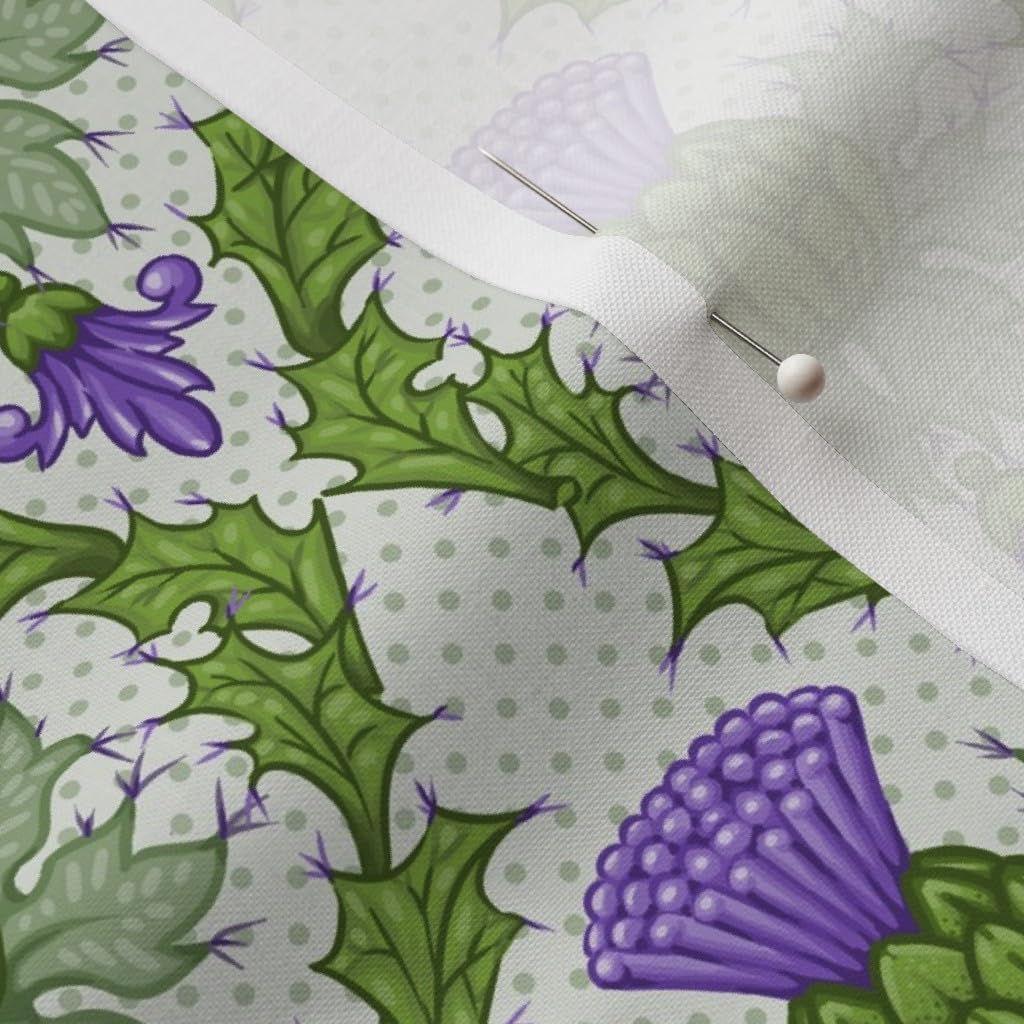 Spoonflower Fabric - Scottish Thistle Damask Floral Moroccan Green Victorian Inspired Printed on Petal Signature Cotton Fabric by The Yard - Sewing Quilting Apparel Crafts Decor