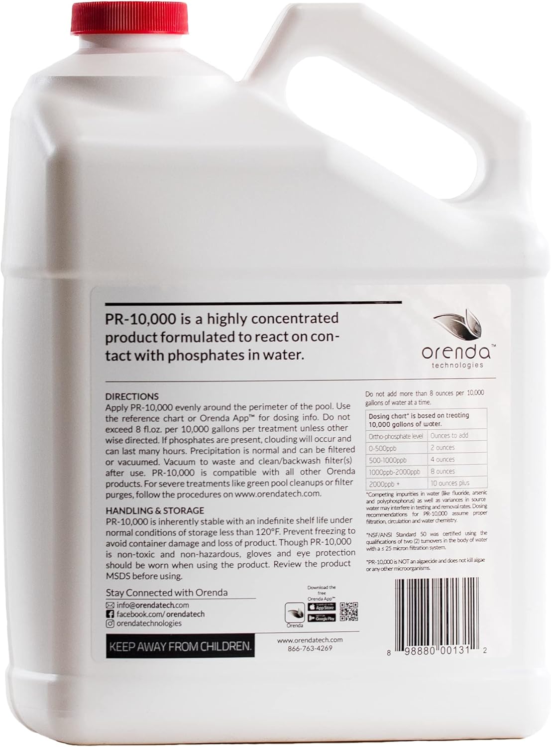 Orenda Technologies PR-10000, Phosphate Remover Concentrate, for Swimming Pools, 1 Gal - 2 Pack ORE-50-227-2