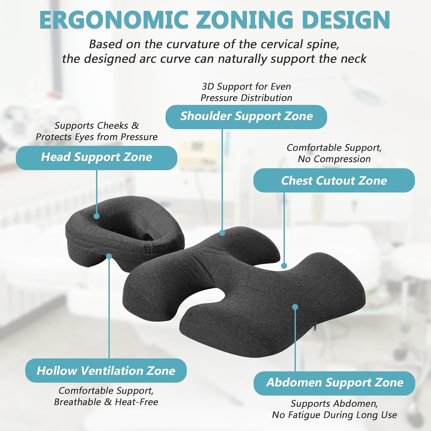 Face Down Massage Pillow for Sleeping, Non-Slip Bottom