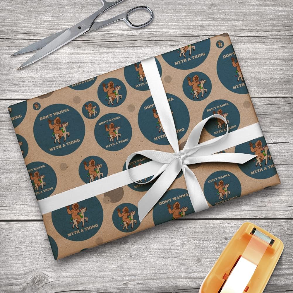 GRAPHICS & MORE Don't Wanna Myth a Thing Unicorn Bigfoot Funny Humor Premium Kraft Gift Wrap Wrapping Paper Roll