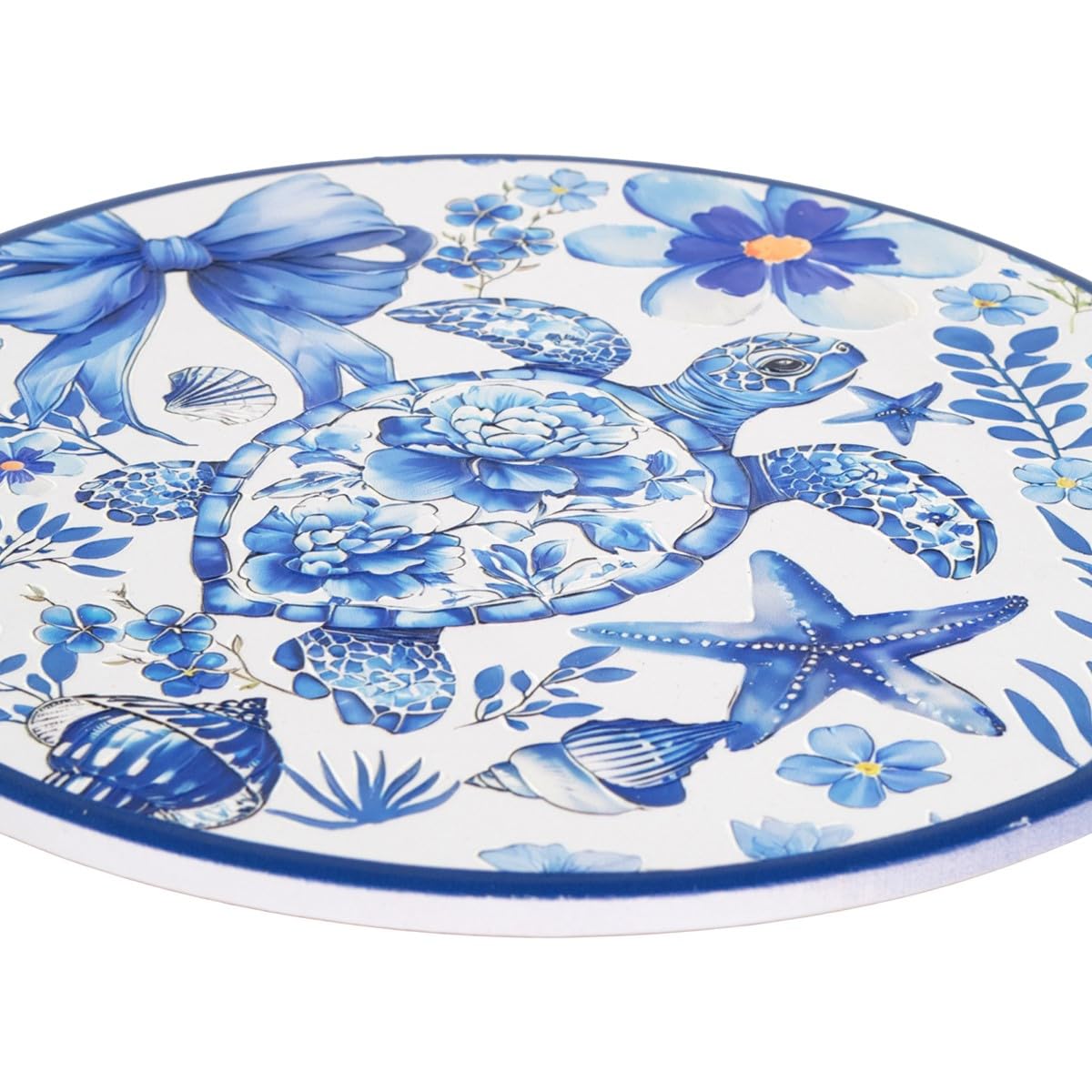 Salvamanteles redondos, juego de 4 de cerámica, tortuga de mar, diámetro 20 cm