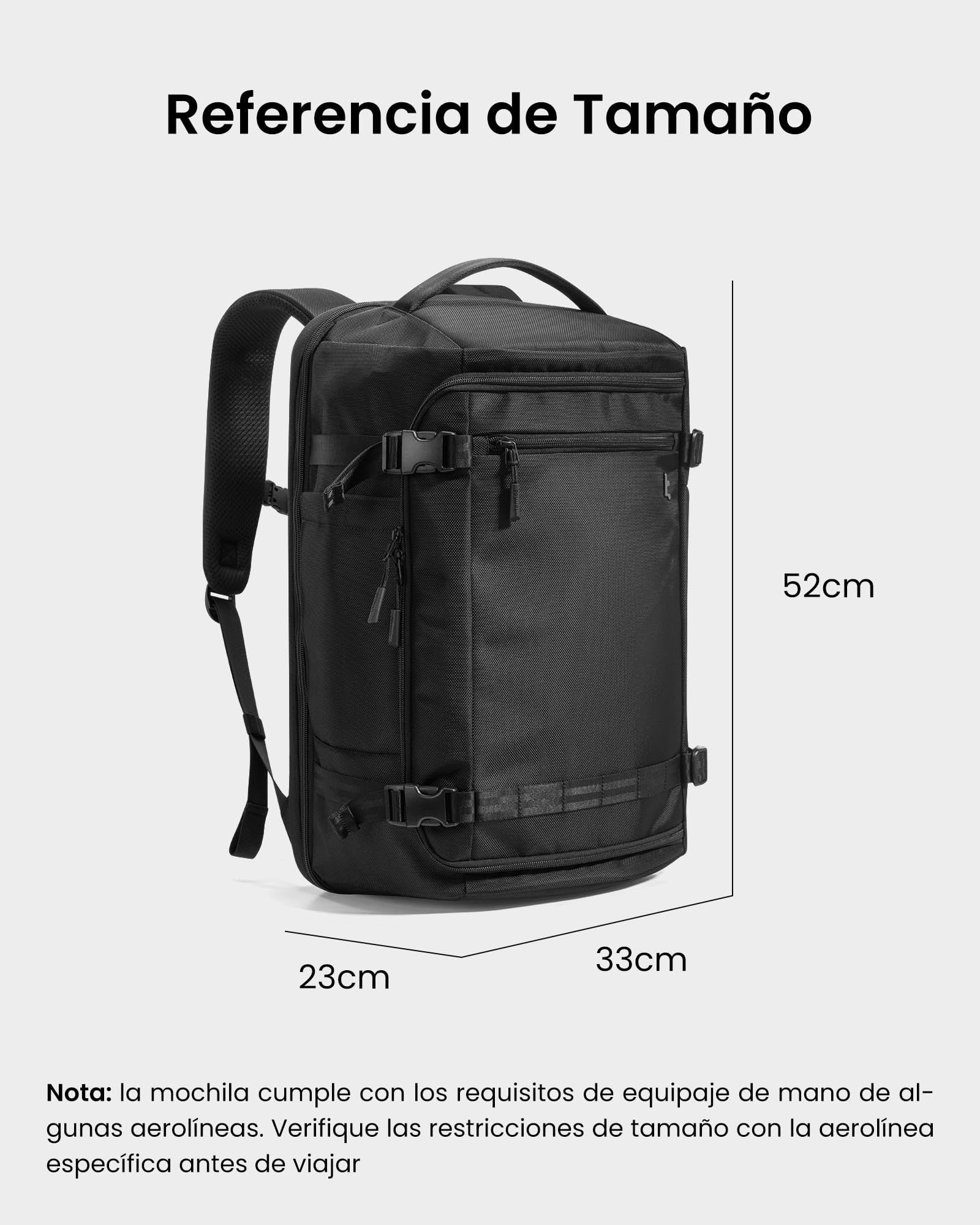 tomtoc Mochila de Viaje 38L Business, Equipaje de Mano Cabina 52x33x23 cm, Mochila Estructurada Impermeable para Trabajo y Viajes de 3–5 Días, Compartimento Portátil 17,3", Hombre Mujer