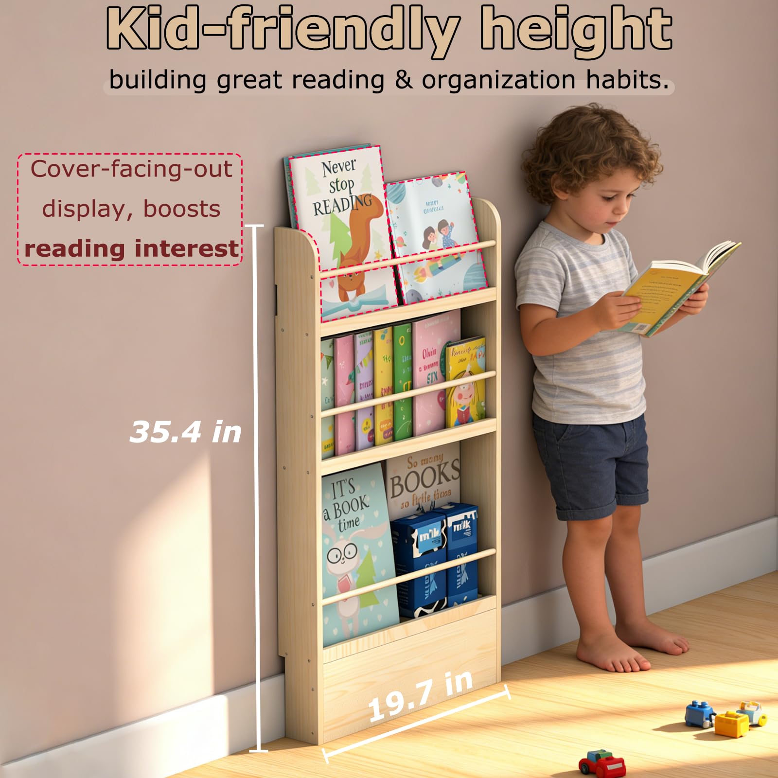 Condition photo showing New/Like New for behind the door bookshelf - montessori wall mounted thin toddler bookcase, nursery book shelves for baby rooms, kindergarten & playroom