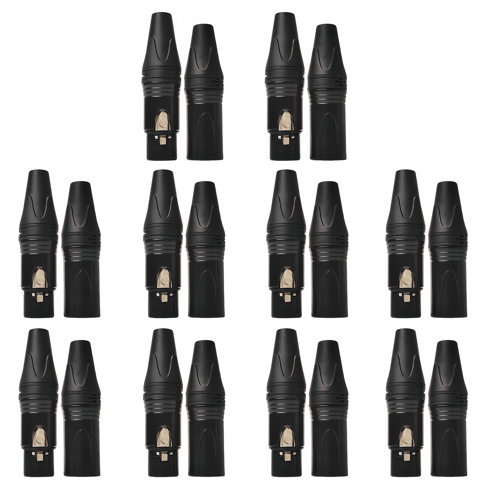 3-pinowy adapter audio XLR męski na żeński, czarny, 10-pak