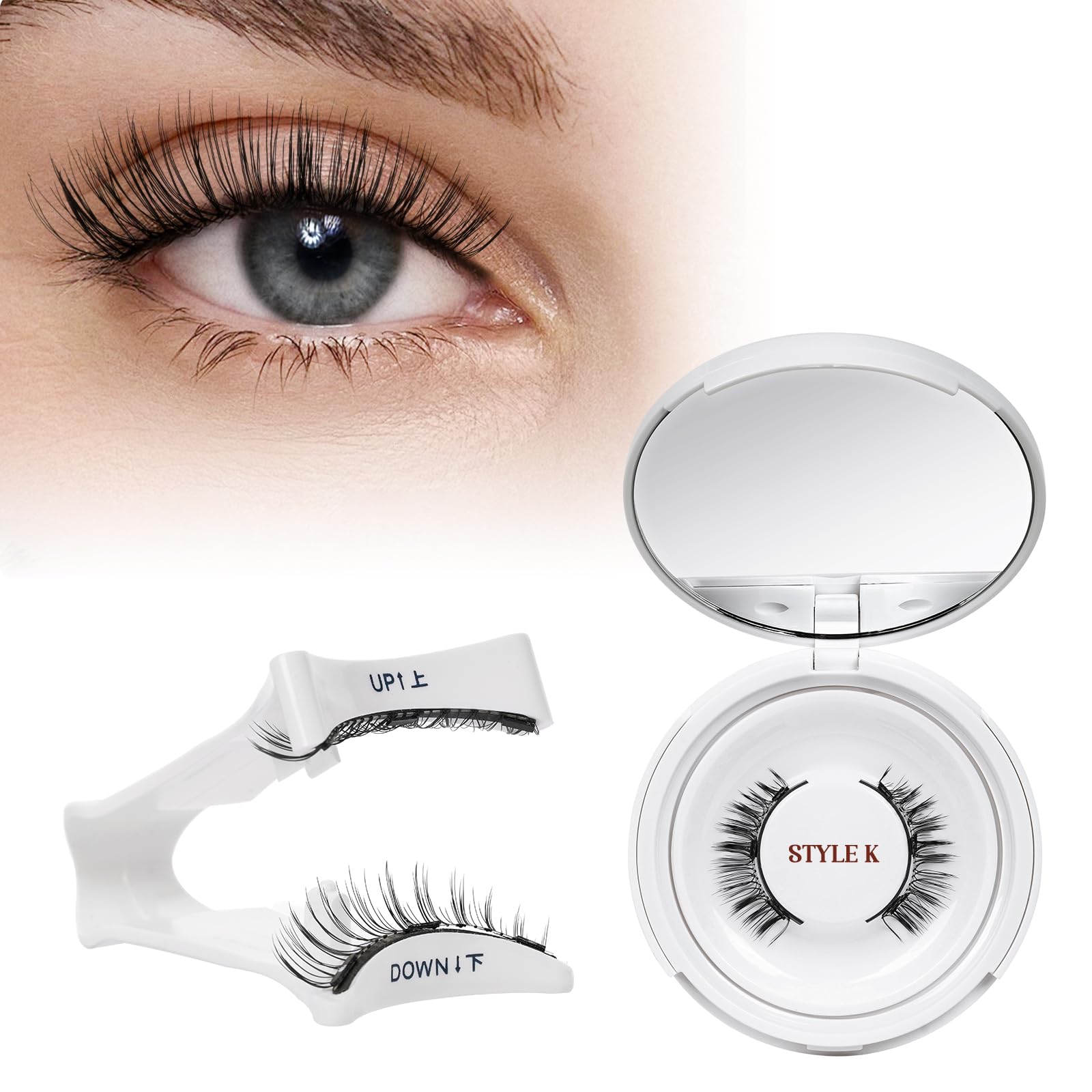 Faux Cils Magnetique, Cils Magnetique Naturel Réutilisables avec Applicateur, Aucune Colle Nécessaire QUEWEL Faux Cils Magnetique facile à porter et à enlever avec instructions (K-04)