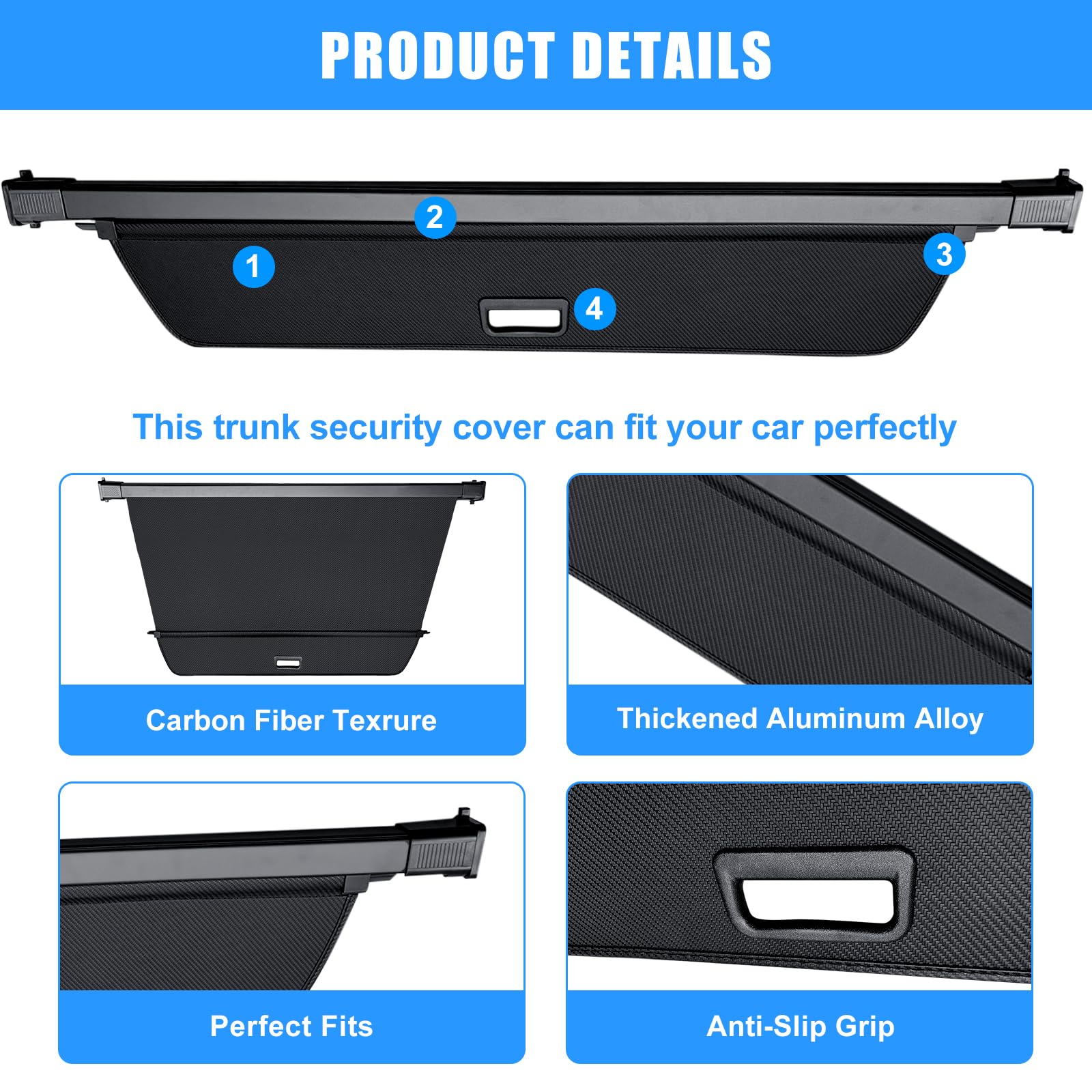AUXKO Retractable Cargo Cover for Volvo XC60 2026-2018 Trunk Cargo Cover Luggage Security Shade Cover for 2026 2025 — view 5