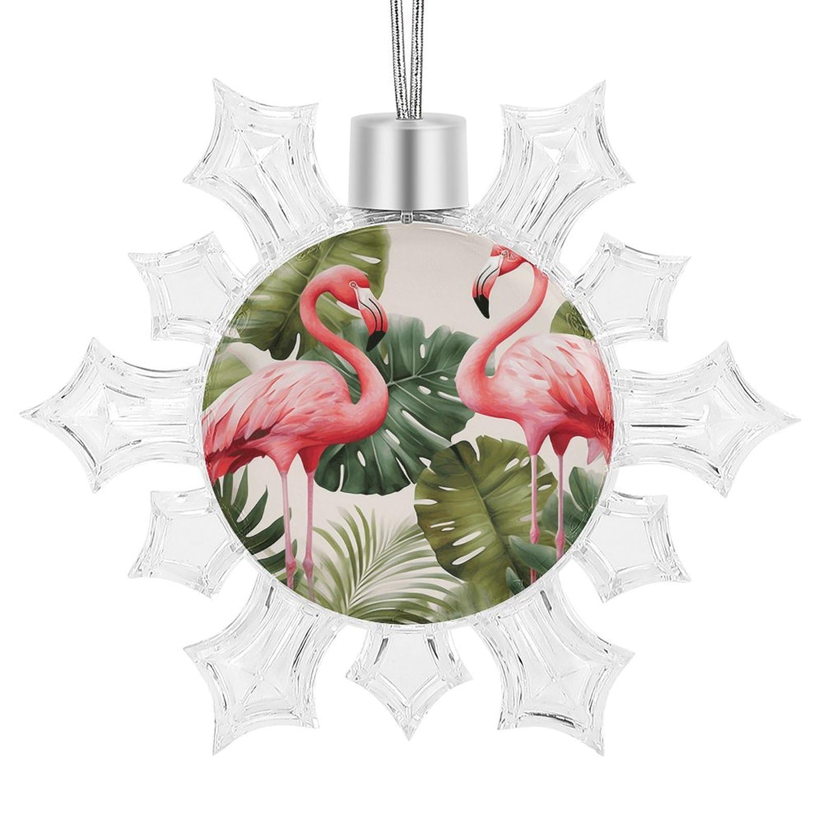 Flamingo Palm Trees Leaf Snowflake Ornaments Cute Snowflake Pendant Exquisite Christmas Tree Ornaments for Christmas Weddings New Year Birthday Holiday Celebration
