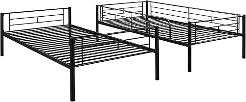 Miniatura 6 de Harper  Bright Designs Litera de metal de tamaño individual sobre individual literas de metal resistente se puede dividir en dos camas litera de