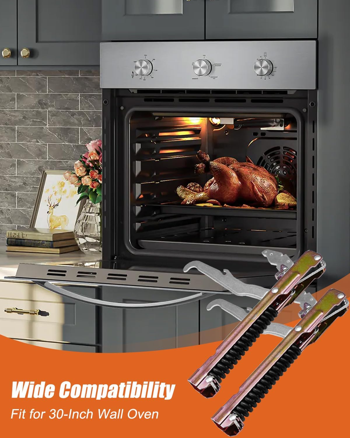 00414511 414511 Range Oven Door Hinge Set Replaces 1032578 487746 PS8721435 1028557, Stainless Steel Hinges for 30-Inch Wall Oven, 2 Pack