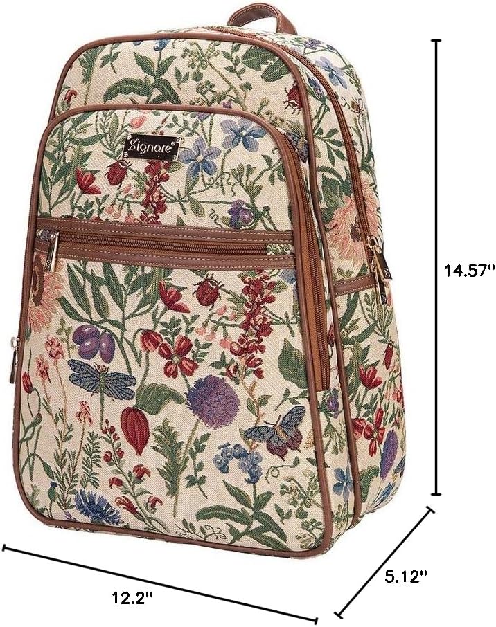 Signare Tapestry Backpack for Women Computer Rucksack Knapsack bookbags for women In Floral Morning Garden Design (BKPK-MGD) - Image 10
