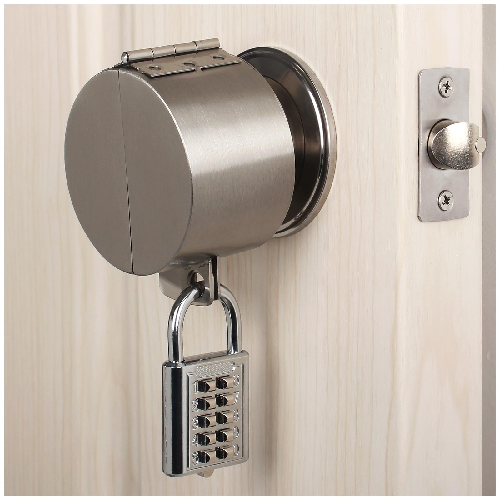 TEMEILI Round Door Handle Lock Cover With Code Padlock - Stainless