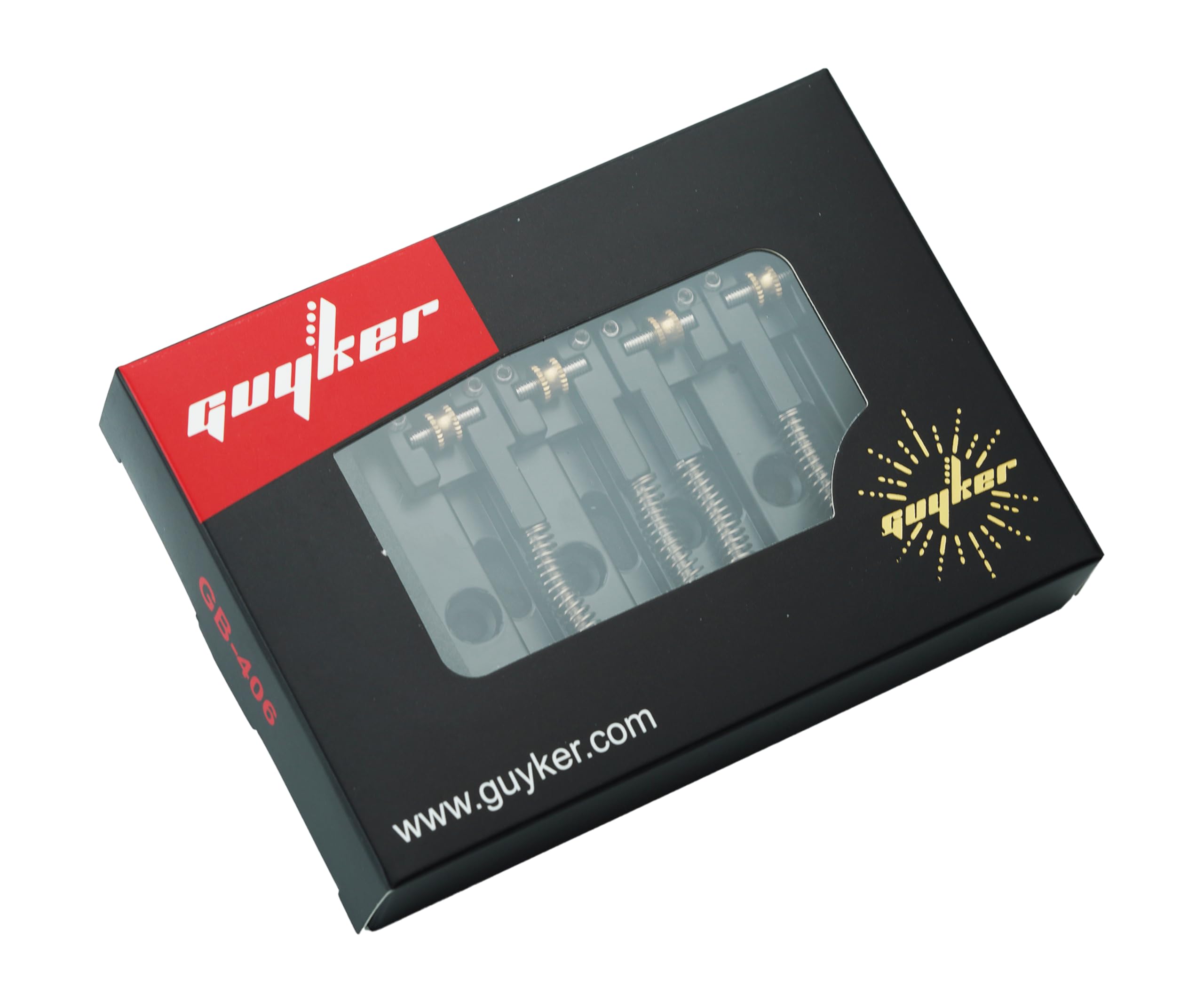 Guyker Bassbrücke, 4-saitige Bassbrücke mit solidem Rollsattel, verstellbares Ersatzteil (GB406, Schwarz)