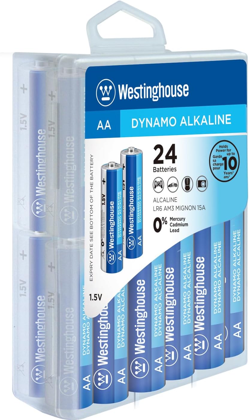 Westinghouse The Dynamo Type AA/1.5V Alkaline Batteries, Pack Of 24.