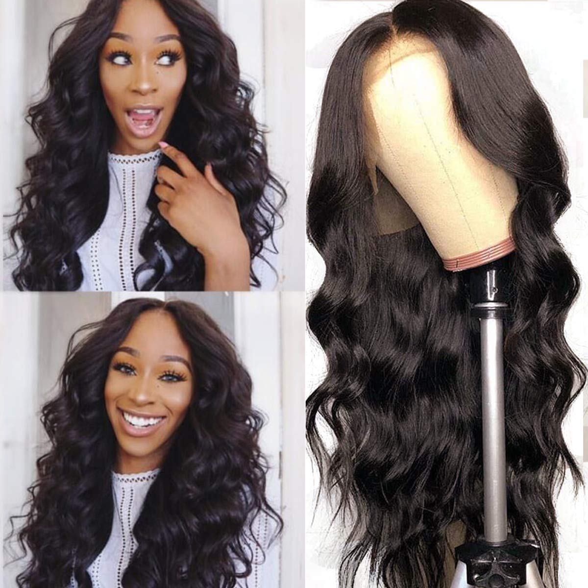 Brazilian Body Wave Human Hair Lace Front Wigs with Baby Hair 130% Density 100% Unprocessed Human Hair Wigs Brazilian Pre-Plucked Lace Front Human Hair Wigs for Black Women (12'',Natural Color)