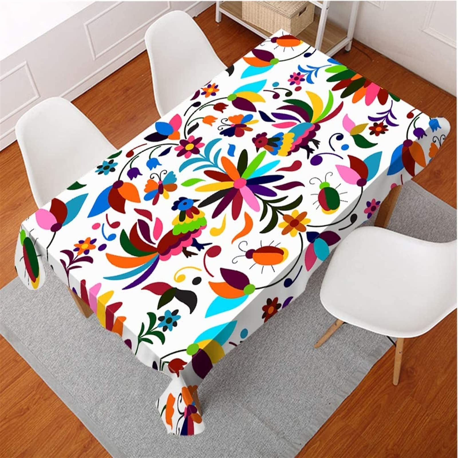 Prostokątny obrus do jadalni kreatywny kwiatowy obrus w stylu boho zmywalny obrus kolorowy ptak modny nadruk Nappe De Table Mantel Mesa Tafelkleed (kolor: 6, rozmiar: 100 x 160 cm)