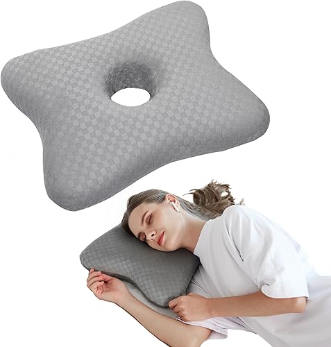 Miniatura 8 de Almohada para piercings  Almohada de espuma viscoelástica para personas que duermen de lado, almohada con un orificio para la oreja para aliviar el