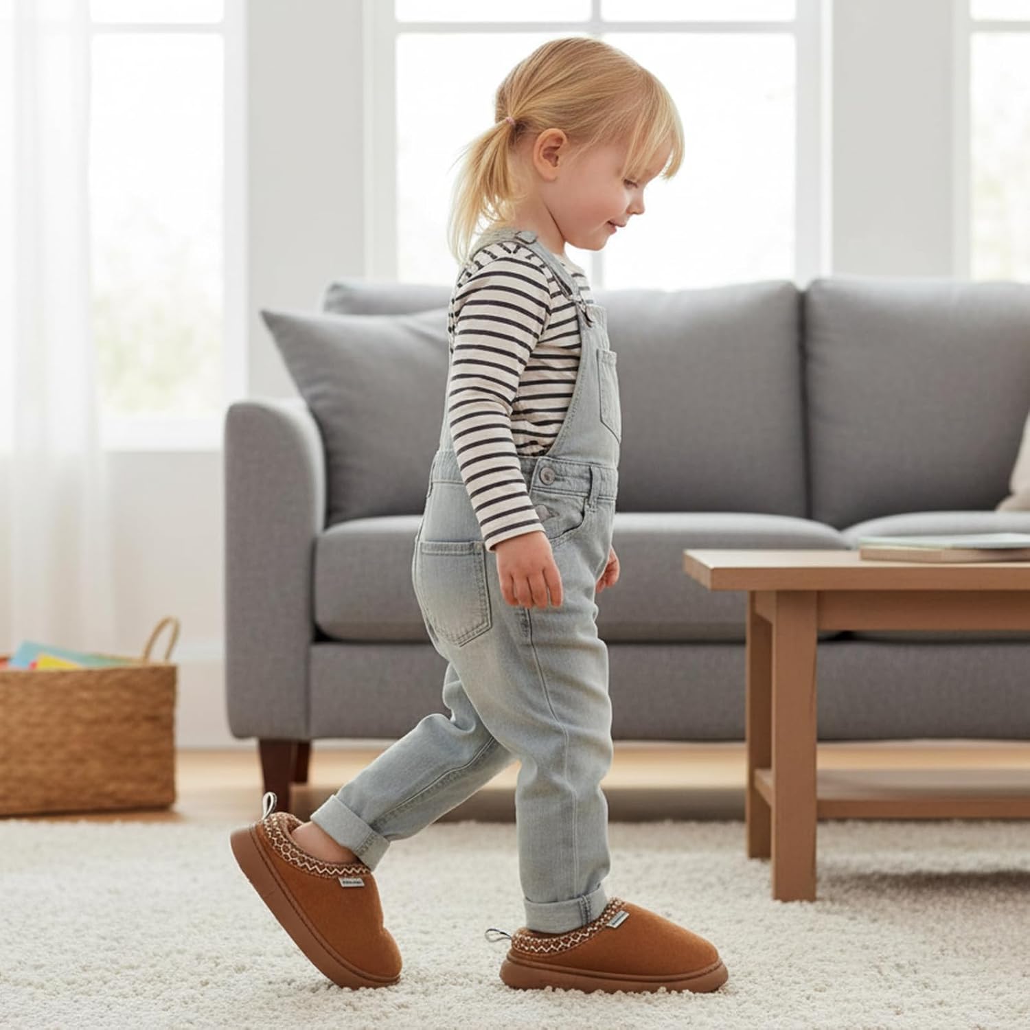 Kids Slippers Girls Boys Faux Fur House Slippers Fuzzy Indoor Shoes Warm Memory Foam Soft Plush Bedroom - Image 3