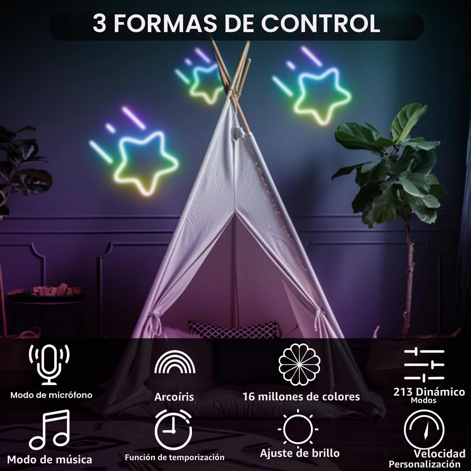 Tira LED Neón RGB+IC 16M, Luz LED Neón Silicona 96 LED/Metro, Impermeable IP65, Control APP, Neón LED RGB con Cargador y Control remoto para Habitación, Sala de juegos, Exterior, Fiesta