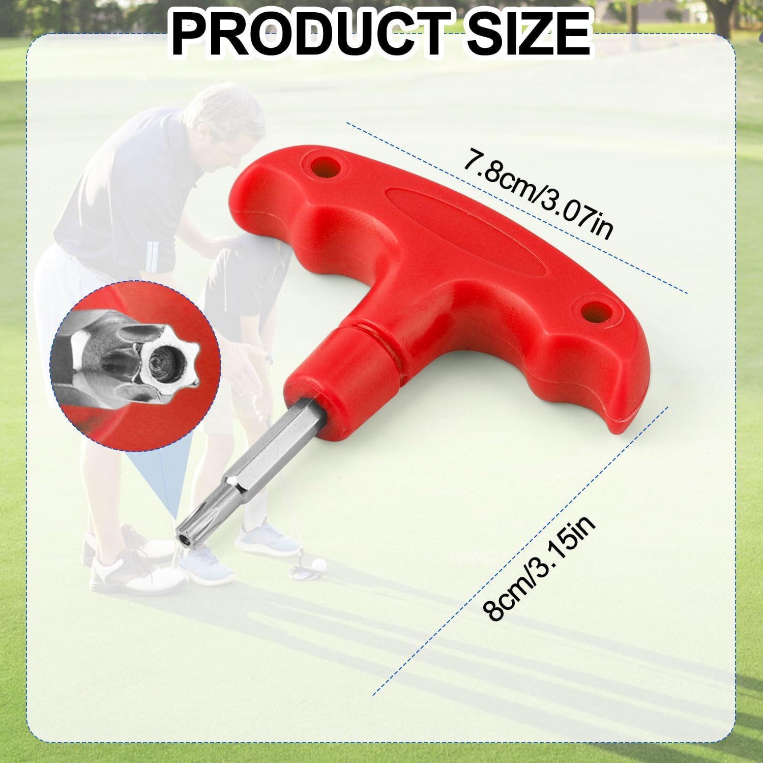 Golf Torque Wrench, Adjustable Golf Tool with Plastic Handle Metal Golf Driver Tool Golf Driver Spike Wrench Portable Golf Club Adjustment Head Tool for Golf Club Driver Equipment (Red)