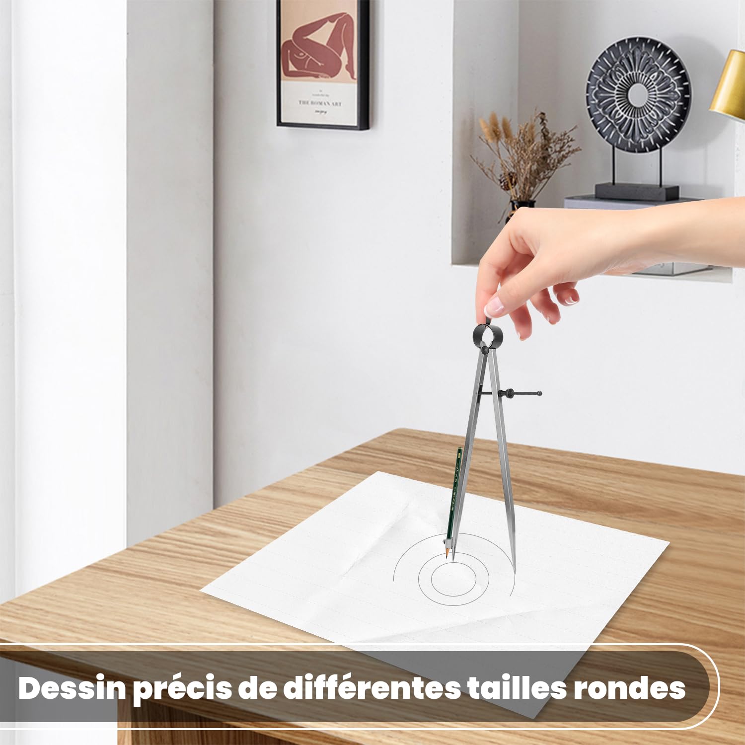Compas Menuisier Métal 150mm, Outil Rotatif Traceur Dessin Ligne Artisanat