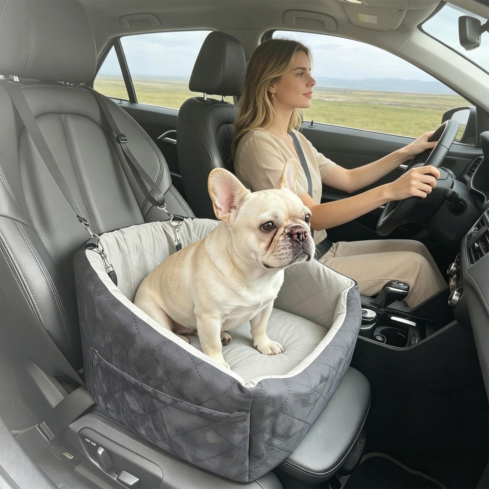 Asiento de Coche para Perro Con Cinturón de Seguridad Transpirable y | Confortable Elevador y Asiento de Viaje para Perro Para Cachorros y Gatos Pequeños y Medianos en SUV y