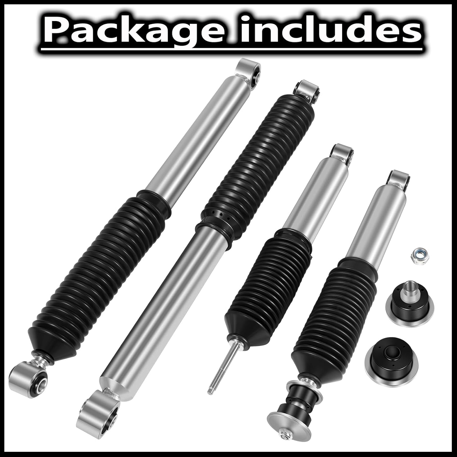 5100 Series Front and Rear Monotube Shocks for Silverado Sierra 1500 HD, 2500, 2500 HD, 3500, and 3500 HD 1999-2010, Replaces 24-186735 24-186742