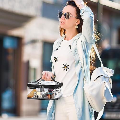 Miniatura 2 de HAOGUAGUA 2 bolsas de maquillaje transparentes para viajes, impermeables, transparentes, aprobadas por la TSA, bolsa de transporte compatible con