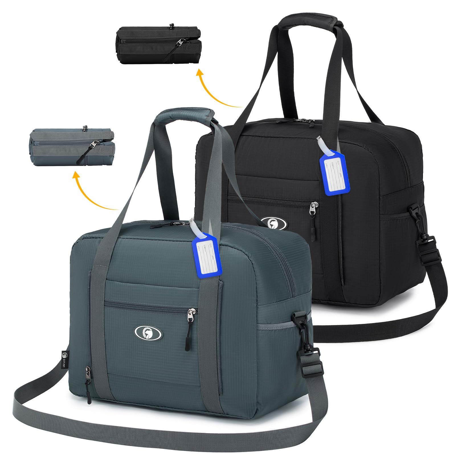 BAGZY 2X for New Ryanair Cabin Bags 40x30x20 Underseat, Bagages Cabine 40x20x30cm Wizzair, Pliable Sac de Voyage Sac Avion Transavia Imperméable Sacs Organisateur Sport Weekend Hospital Bag