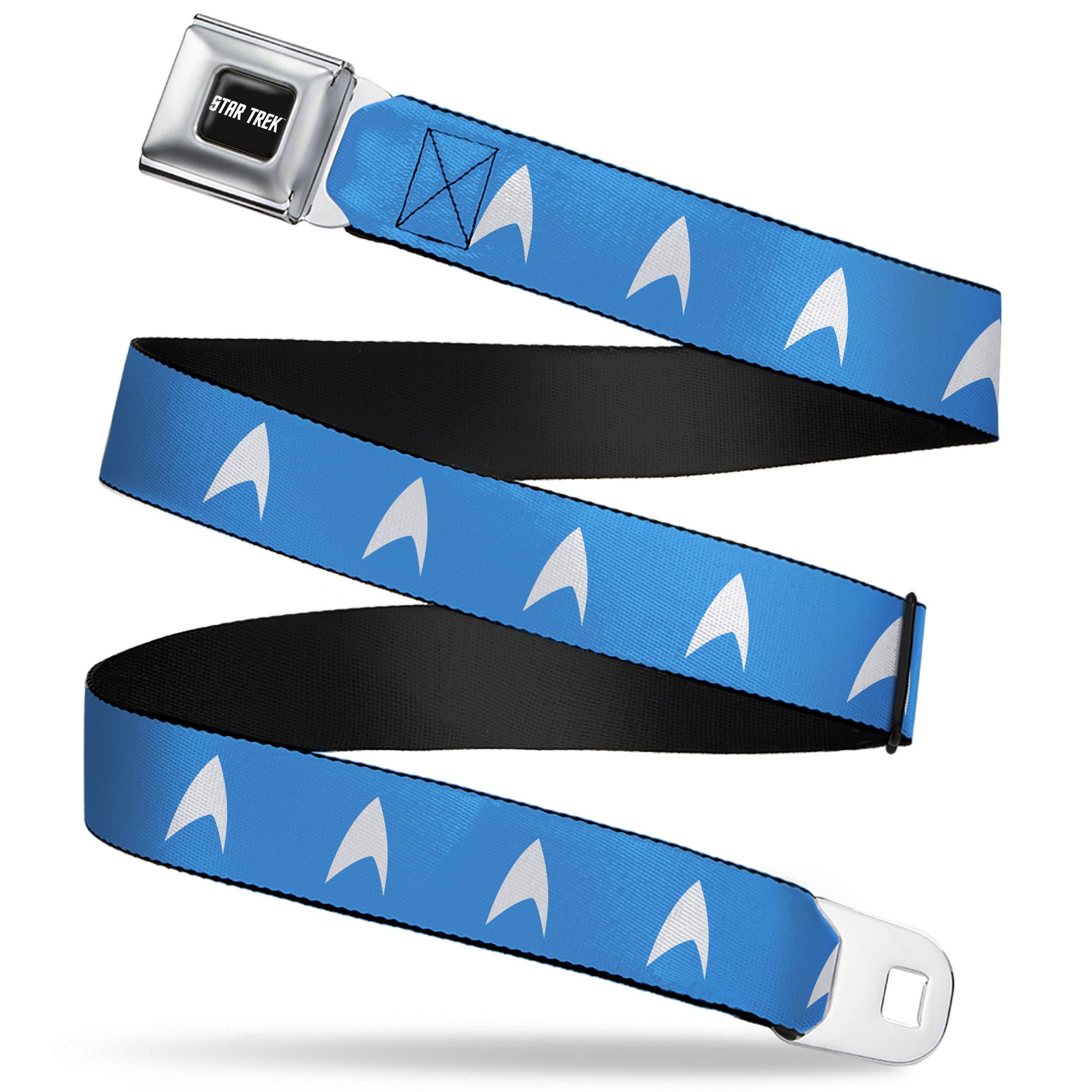 Star Trek Belt, Seatbelt Buckle Belt, Star Trek Starfleet Insignia Blue White, Adjustable, Blue, White, 3.81 cm Wide