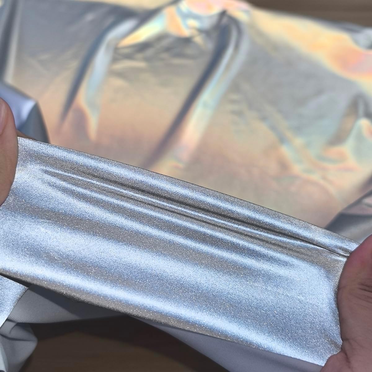 jinbing Silver Gray Safety Visibility Reflective Elastic Fabric Stretch Cloths Size: 55 in x 1 yd