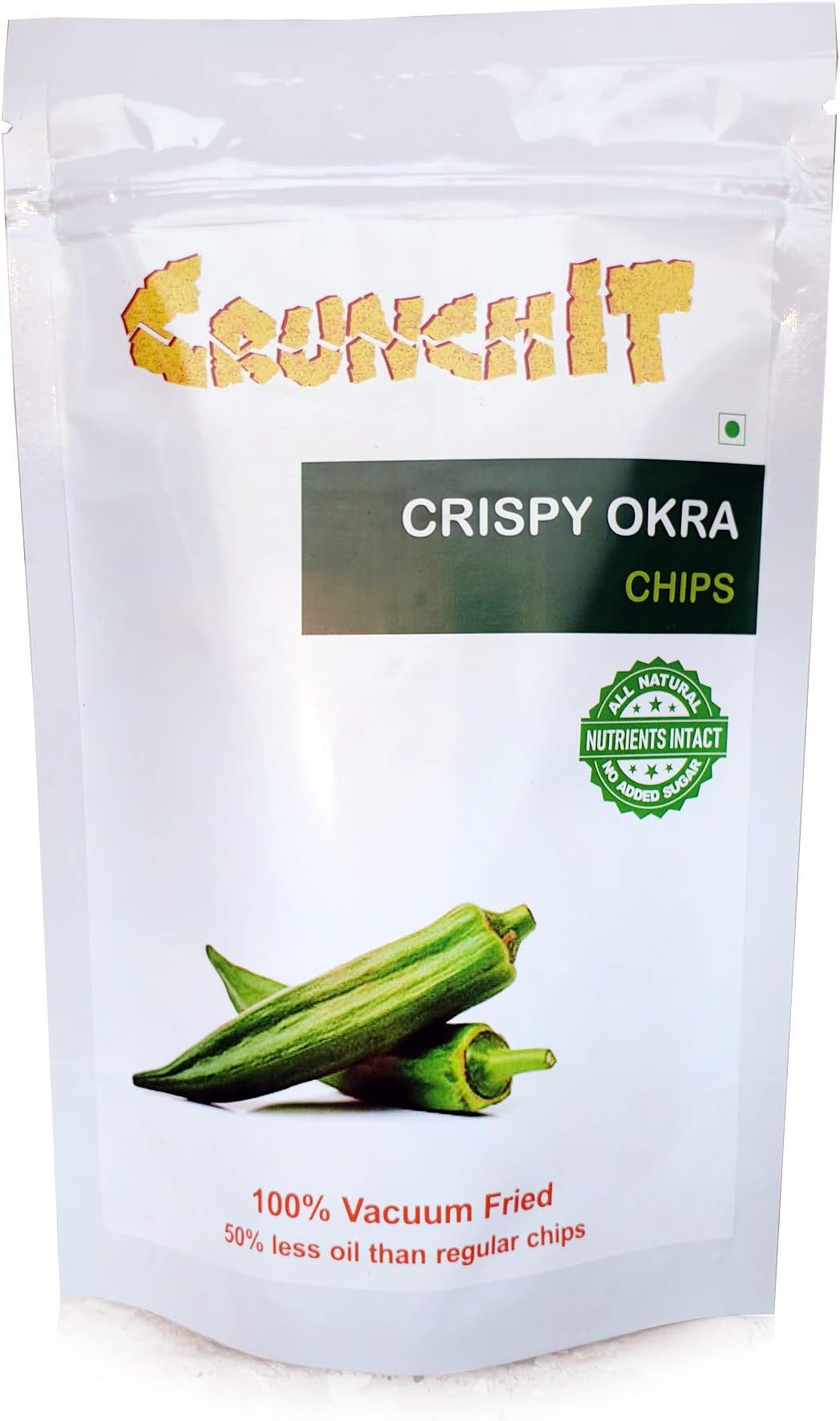 CrunchIT Vacuum Fried Chips, Crispy Okra (Bhindi) Pack of 2 (25gx2) 50g