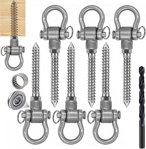 Miniatura 8 de 4 ganchos de columpio de rodamientos permanentes antioxidantes, resistentes a la oxidación, columpio de 180 , capacidad de 1500 libras, hamaca para