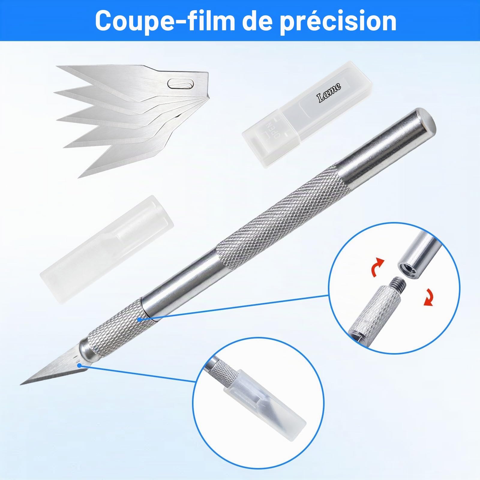 60 Pièces Kit de Film Teinté Voiture,Covering Outils Vitre Teintée Voiture avec Corde de découpe 5m,Kit de Vinyle Film pour Vitre,Fenêtre,Mural,Meuble,Raclette en Feutre,Sac de Rangement