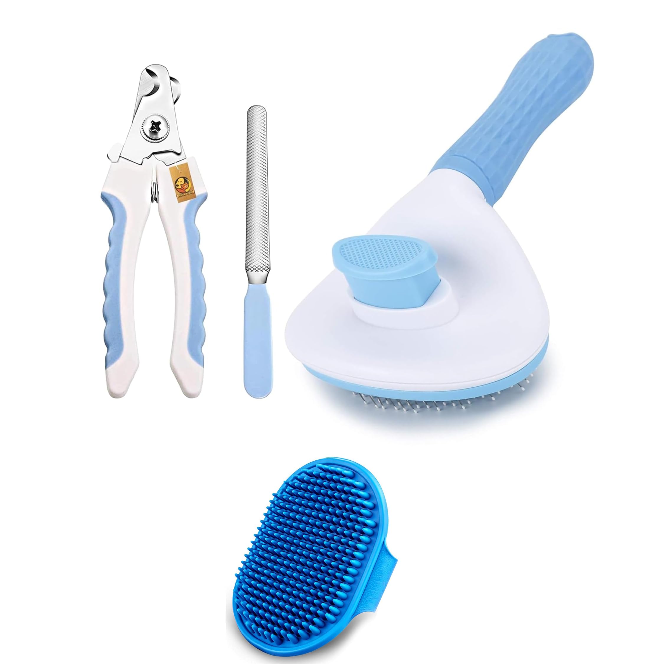 Foodie Puppies 3PCS Cat, Dog Brush Grooming Kit - (Oval Slicker + Sooting Glove + Nail Cutter with Filer) |Hair Grooming Massage Bath Brush for Long or Short Hair |Cat Brush with Button (B0CRPZR9GG) Amazon Price History, Amazon Price Tracker