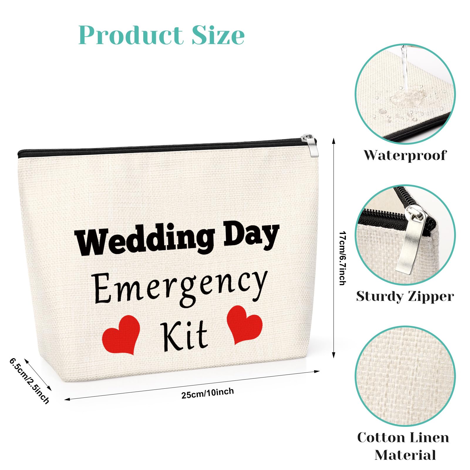 Wedding Gift for Bride Thank You Gift for Bridesmaid Cosmetic Bag Wedding Emergency Kit for Bride Bridal Party Gift for Friend Makeup Bag Bestie Bridal Shower Presents for Bridesmaid - Image 2