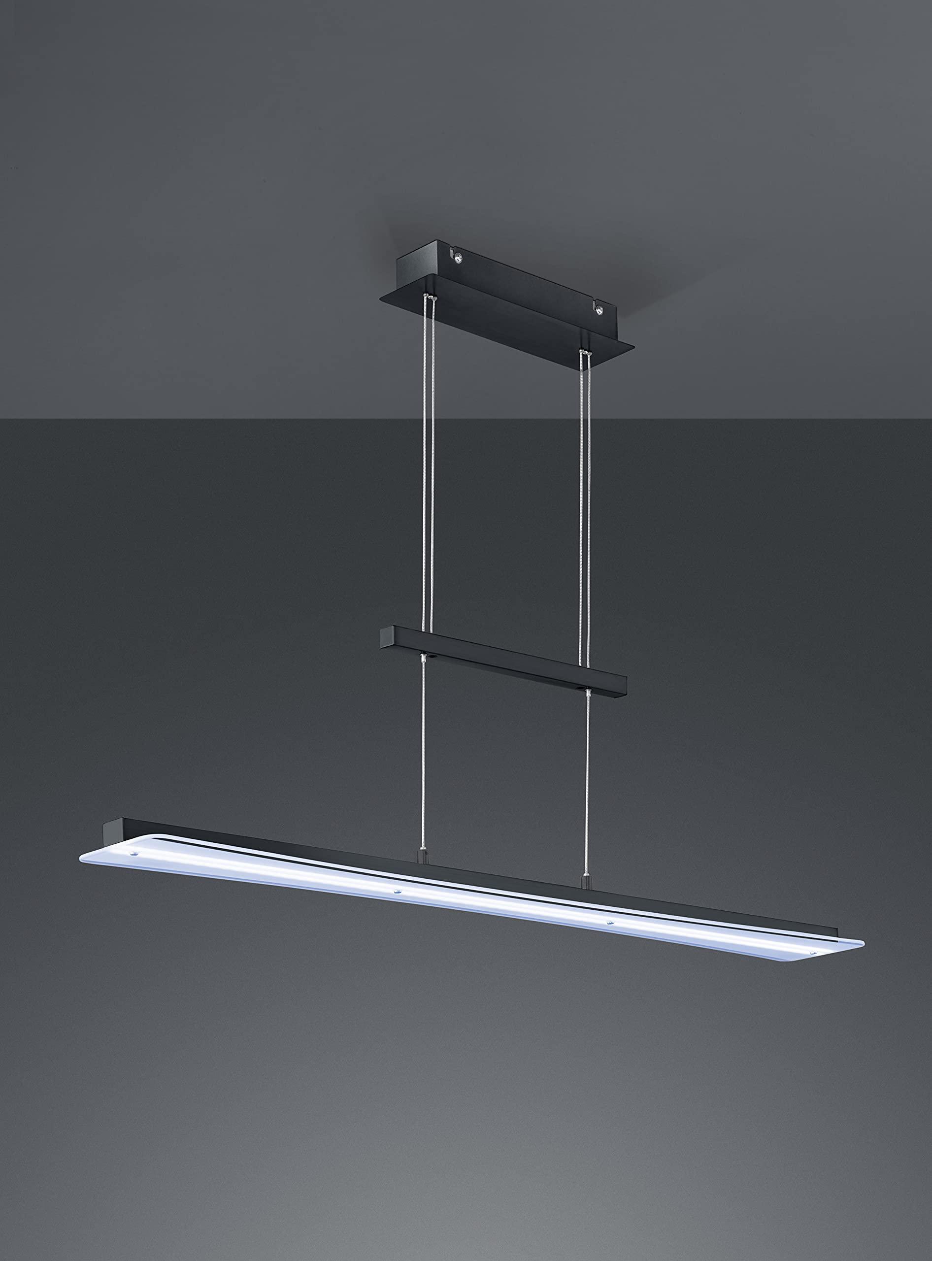Reality Leuchten LED Pendelleuchte Smash R32421132, Metall Schwarz matt, Glas weiß satniert oder klar, inkl. 18 Watt LED, 4 fach Touch